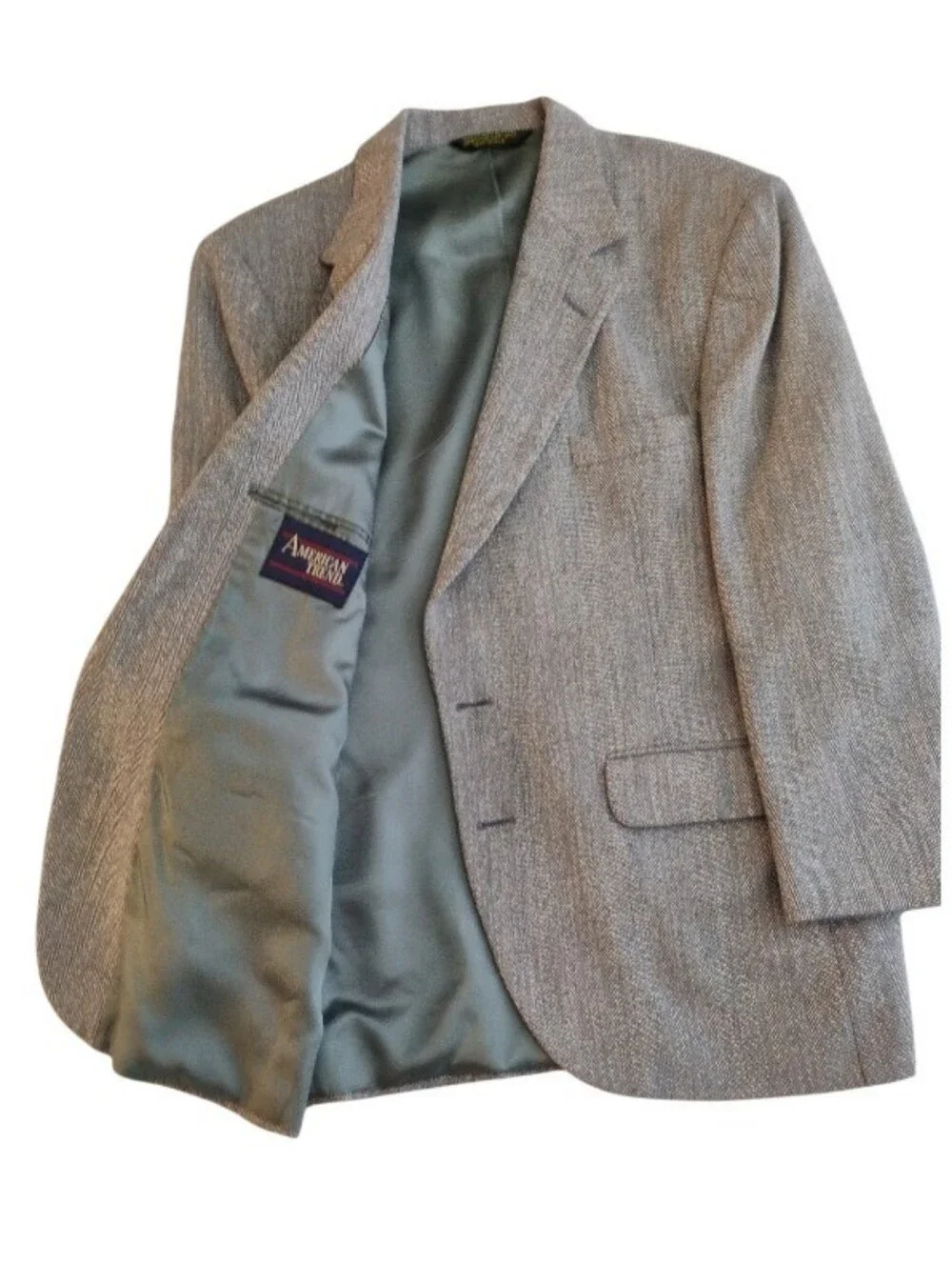 Vintage American Trend Men's Gray Herringbone Blazer - Made in USA - Size 36S